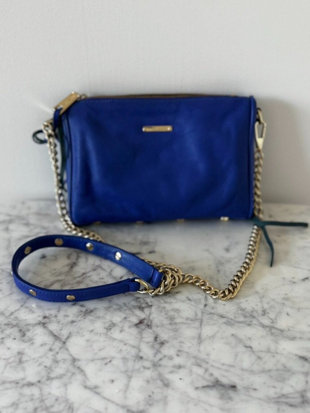 NWT Rebecca Minkoff Mini 5-Zip Blue Leather Crossbody Bag